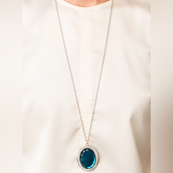 paparazzi Jewelry - Paparazzi REIGN Them In - Blue Bling Long Necklace & Earrings Set